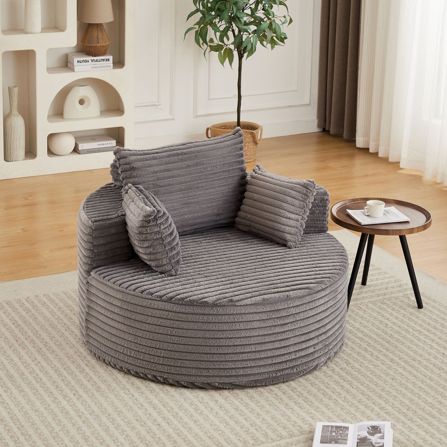 Modern Single Sofa With Backrest Pillow For Living Room