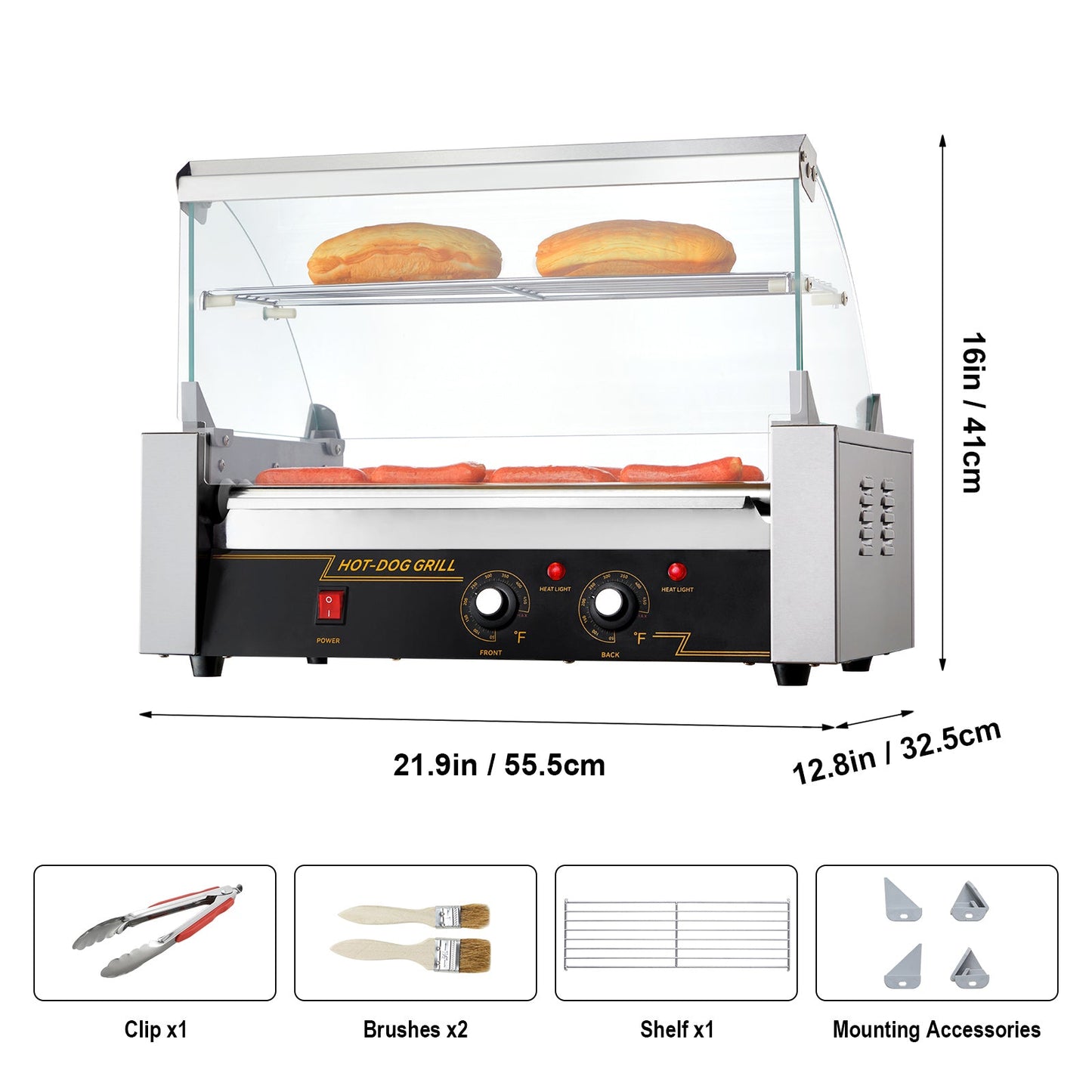 Hot Dog Roller with 7 Rollers and 18 Hot Dogs Capacity