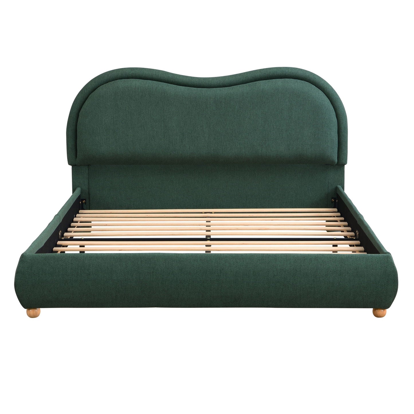 Upholstered Platform Bed Frame With Curved Headboard