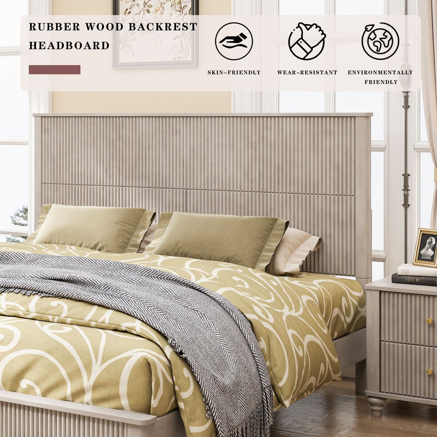 Platform Bed Frame & Tall Headboard