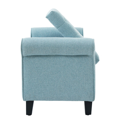 Light Blue Tufted Storage Bench