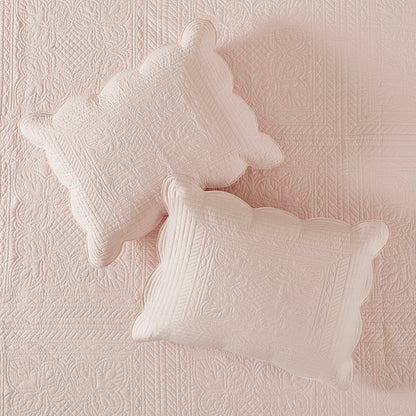 3 Piece Reversible Scalloped Edge Quilt Set - Blush King/Cal King