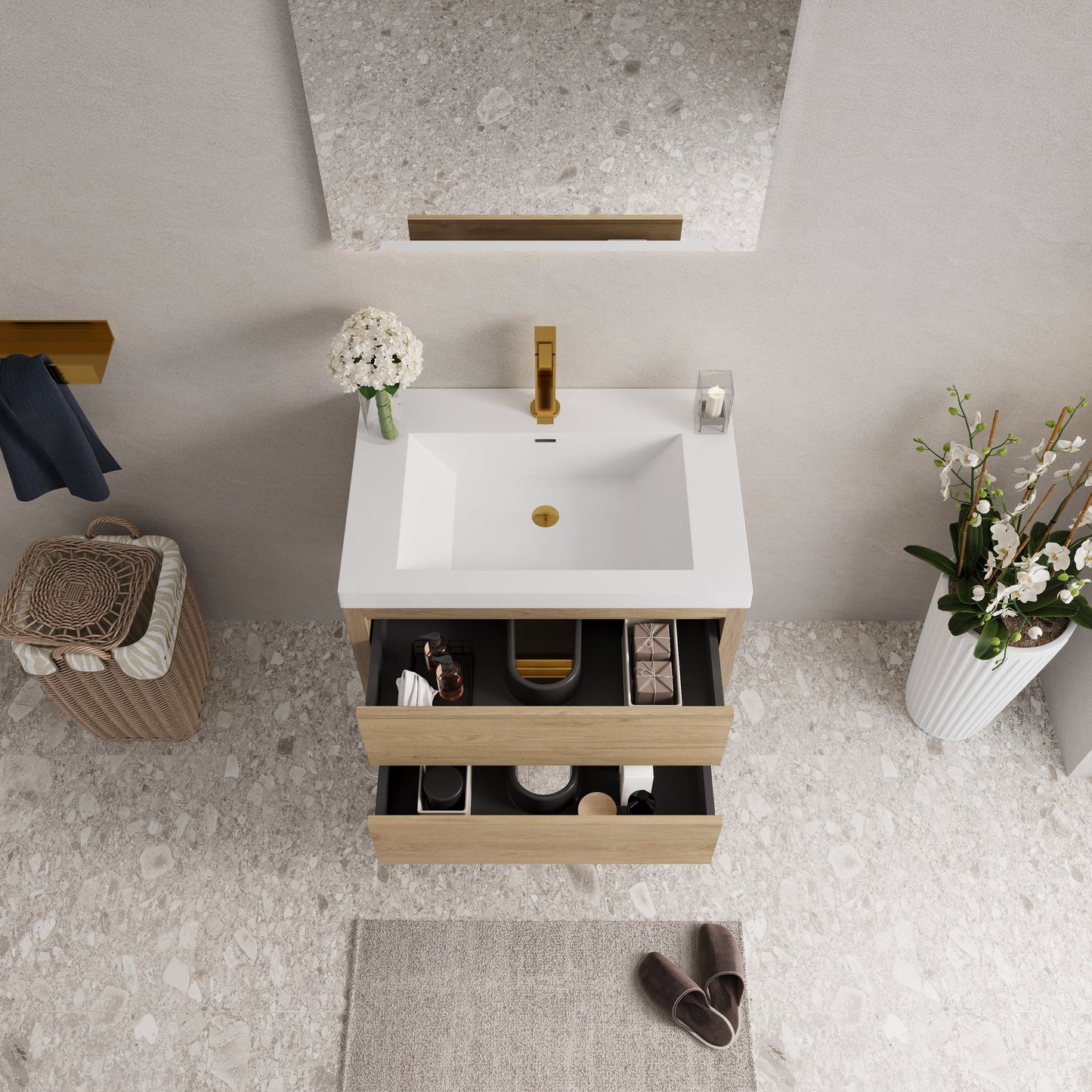 30" Wall-Mounted Bathroom Vanity with Sink, Floating Storage Cabinet