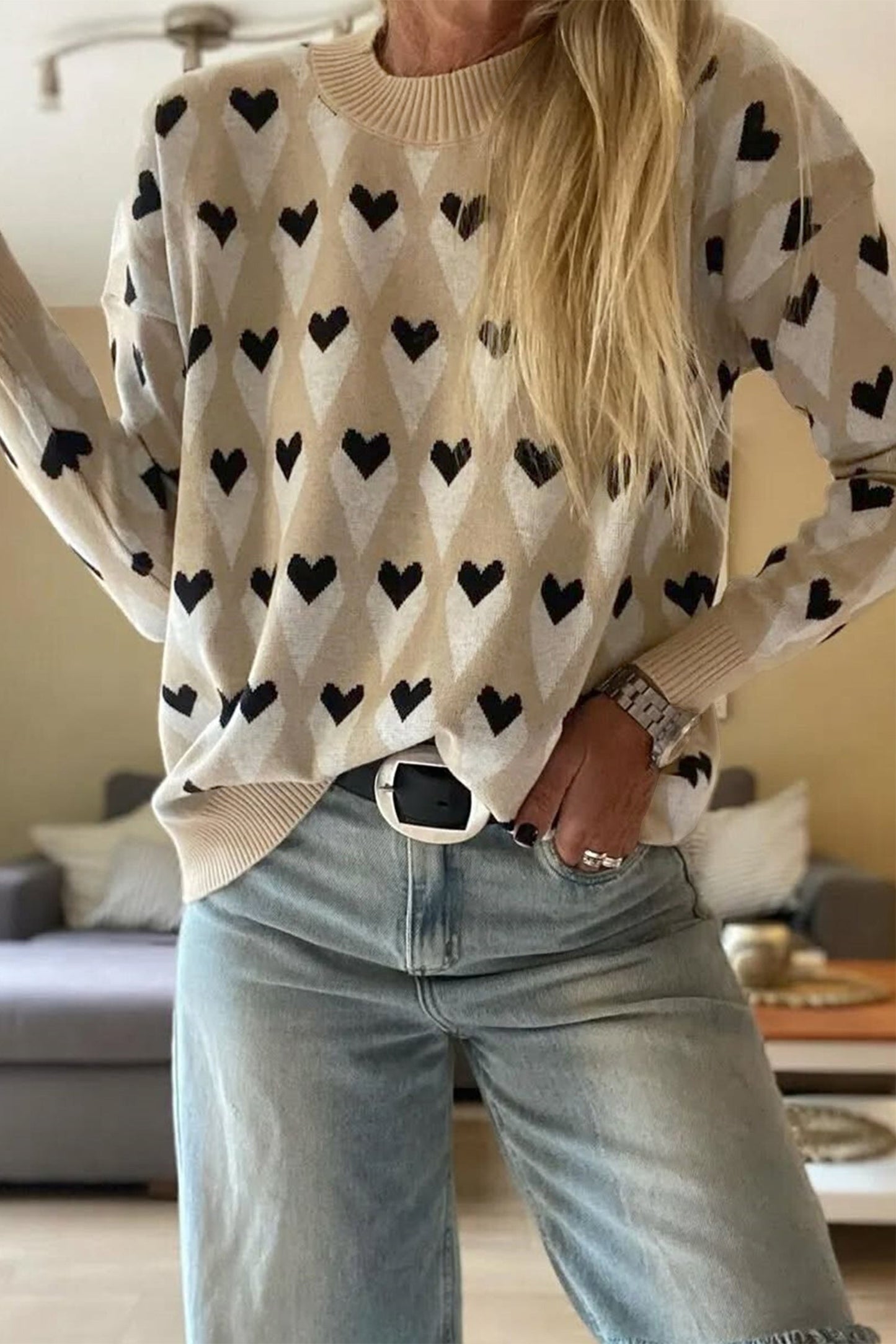 Aspyn Ribbed Trim Loose Sweater
