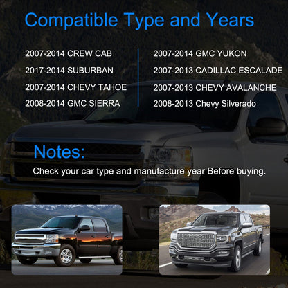iMounTEK 4pcs Chrome Outer Handles Outside Exterior Door Handles Front Rear for Chevy Pickup Truck 2007-2013 Suburban Sierra Silverado Escalade Cadill