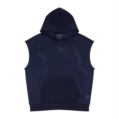 Loki & Ivy Unisex Panel Mesh Sleeveless Hoodie