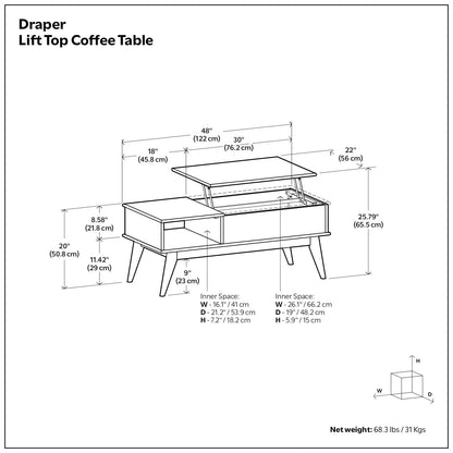 Draper - Lift Top Coffee Table - Teak