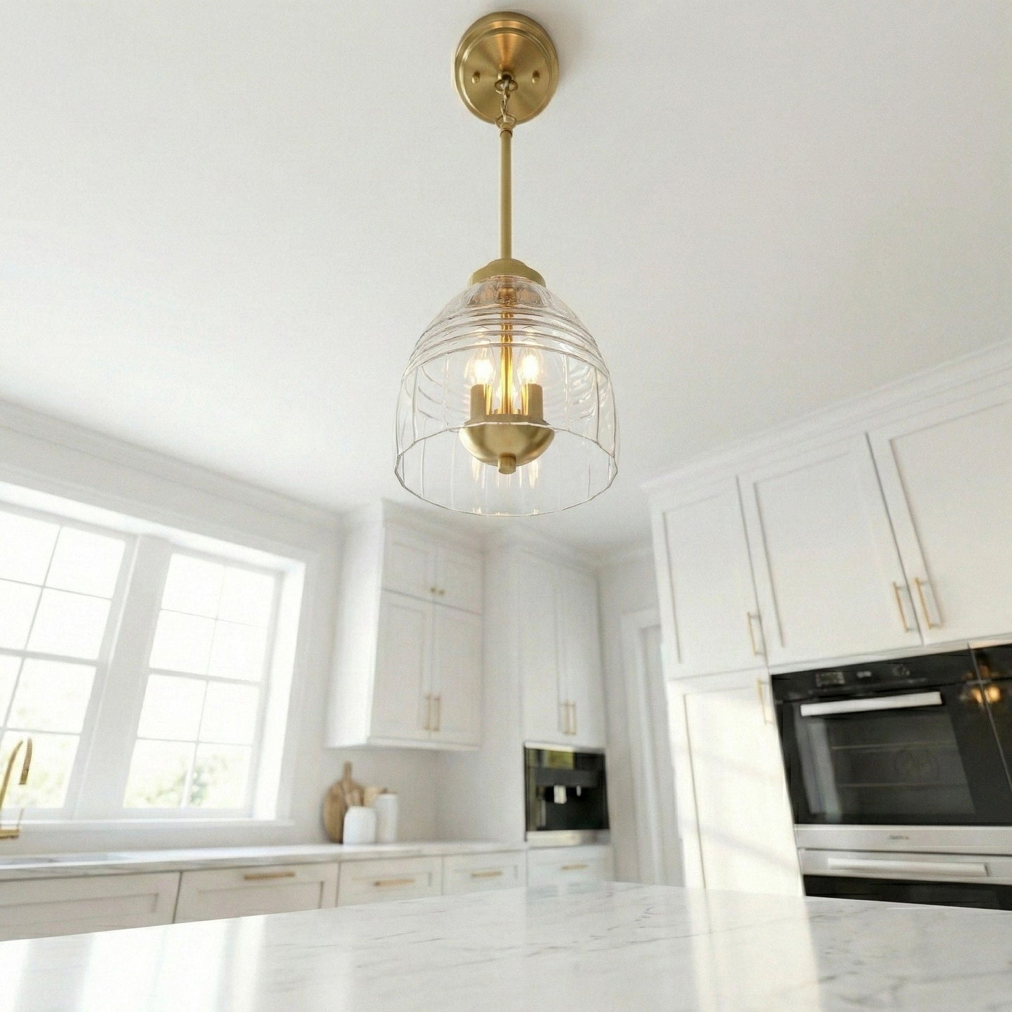 Ember - 3 Candle Lights Chain Pendant - Clear / Gold