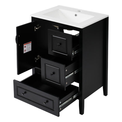 Retro Bathroom Vanity With Sink, Soft Closing Cabinet & Drawers