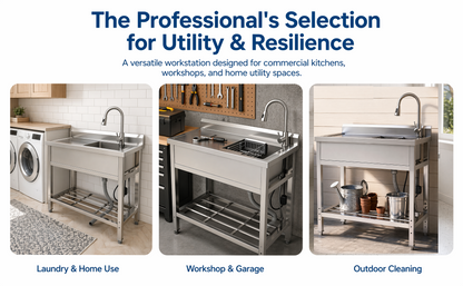 Stainless Steel Utility Sink, Freestanding Sink 2