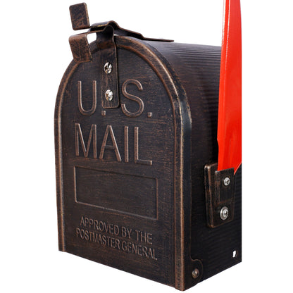 Stratford - Heavy Duty Cast Aluminum Mailbox With Post And Solar Light, Fluted Base, Decorative Modern Mailbox - Brown