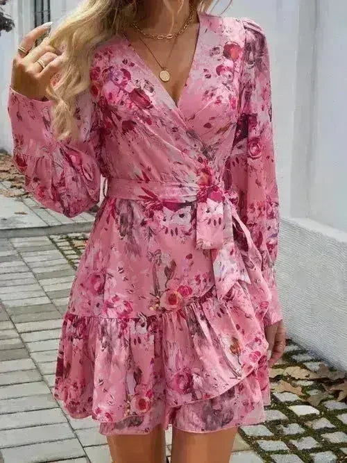 Devine Ruffled Long Sleeve Mini Dress – Femstylo