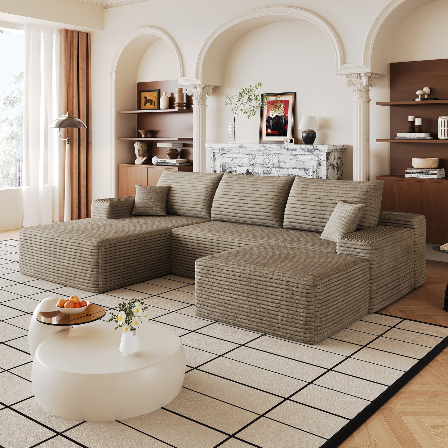 107" Cloud Sectional Sofa with Ottoman