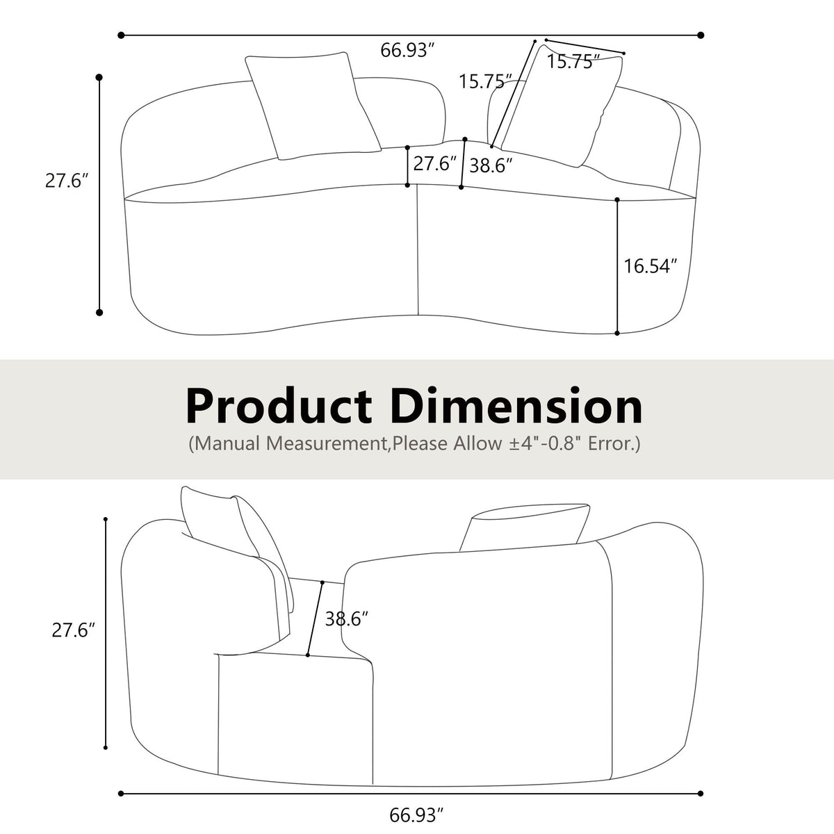 Modern Curved Loveseat