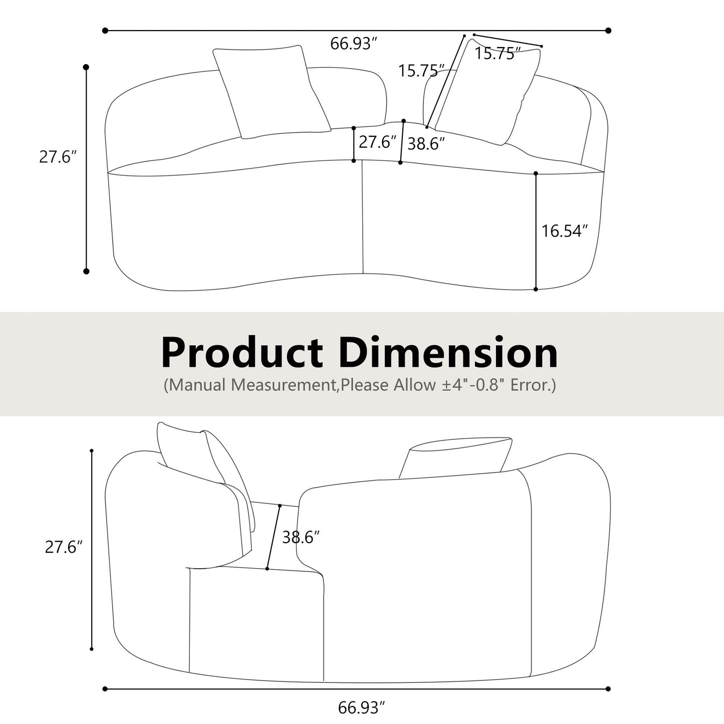 Modern Curved Loveseat