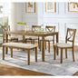 Oak Finish 6-Piece Dining Table Set