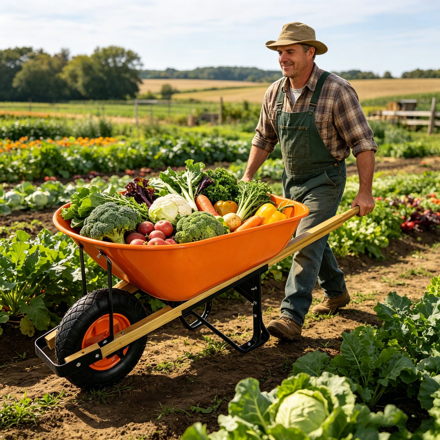 Steel Tray Wheelbarrow Two-Wheeled Trolley for Garden Use