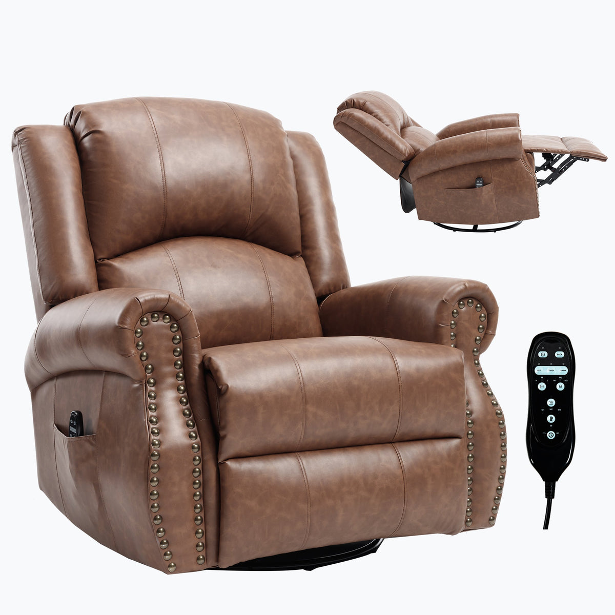 Heat Massage Manual Recliner Chair with Rocker and Swivel