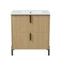Bathroom Vanity With Ceramic Sink, Fluted Design