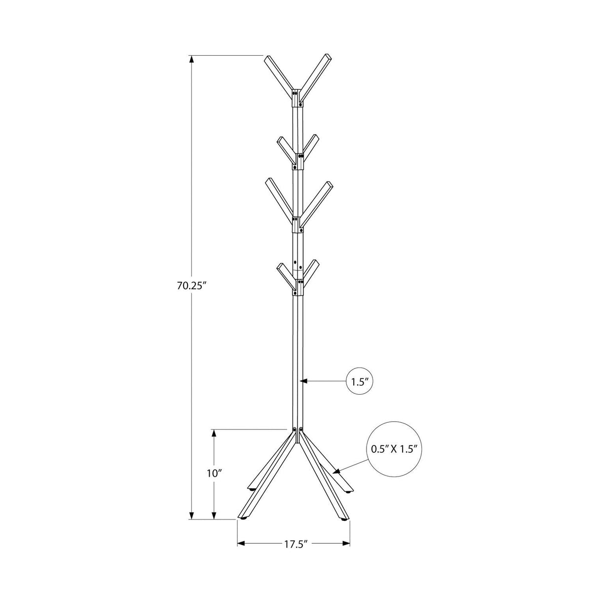 Coat Rack, Hall Tree, Free Standing, 8 Hooks, Entryway, Contemporary & Modern