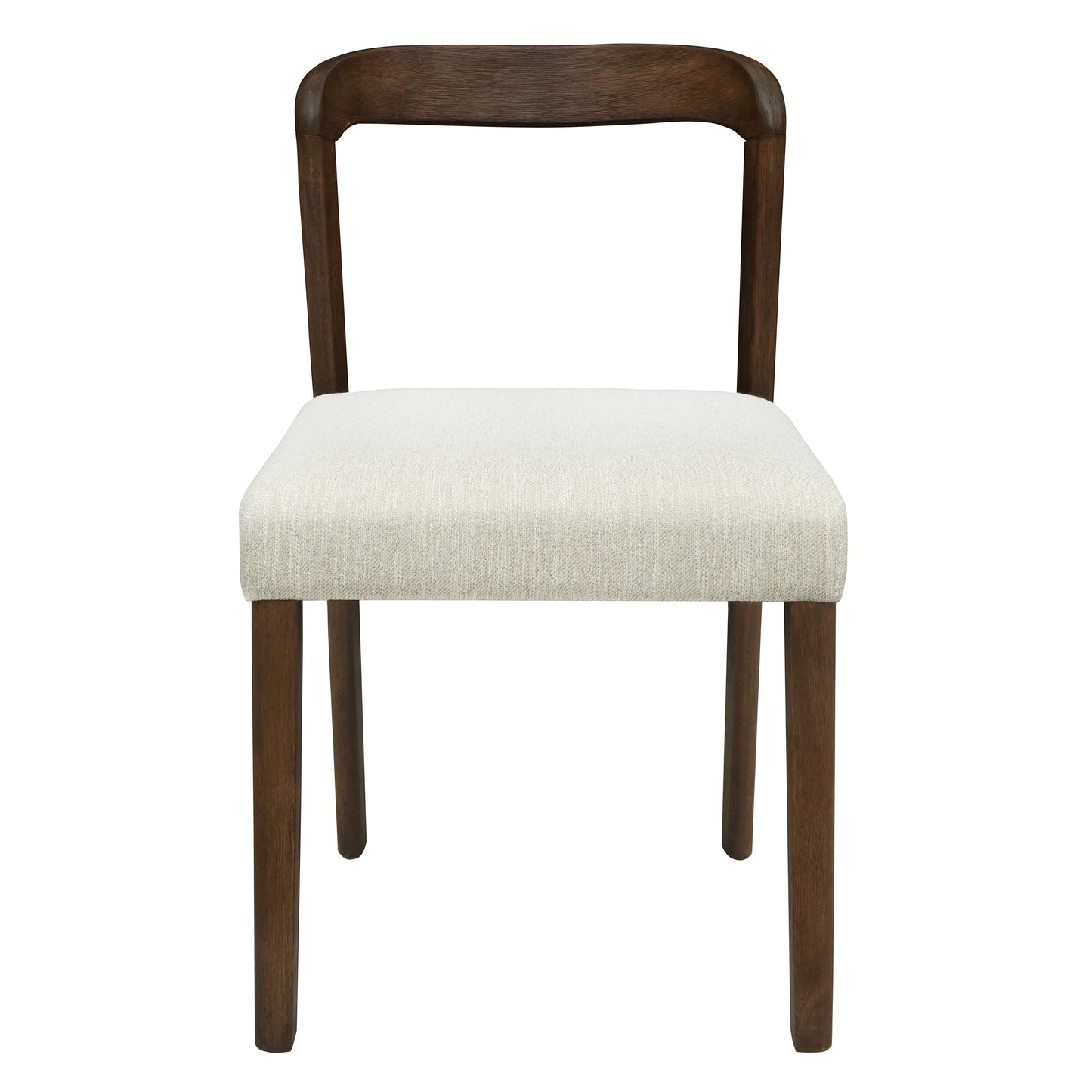 Solid Rubber Wood Dining Chairs (Walnut + Beige) Set of 2