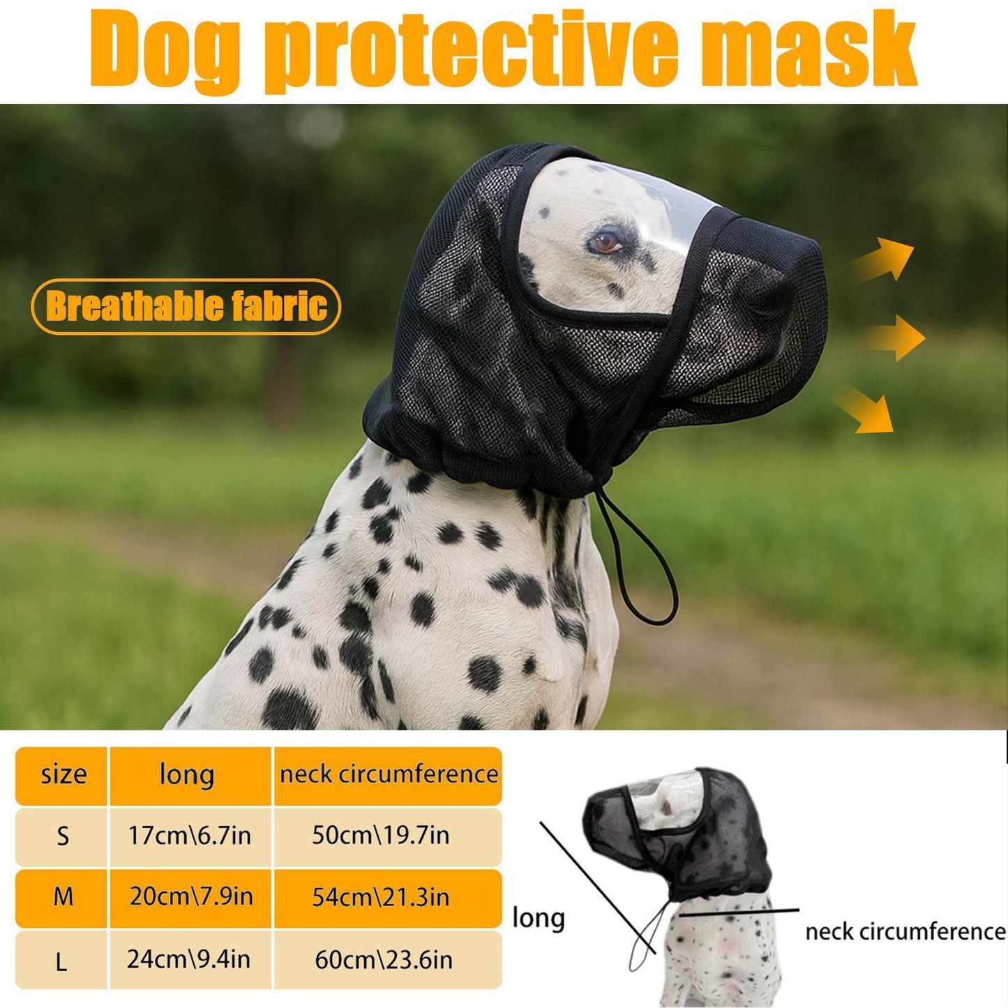 Dog Protective Mask Dog Mesh Muzzle Hood Mosquito And Insect-Proof Head Cover Breathable Anti Bite Anti Licking Mask