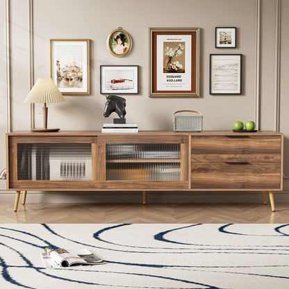 TV Stand, Media Console With 2 Doors, 2 Drawers & Storage Cabinet - Walnut