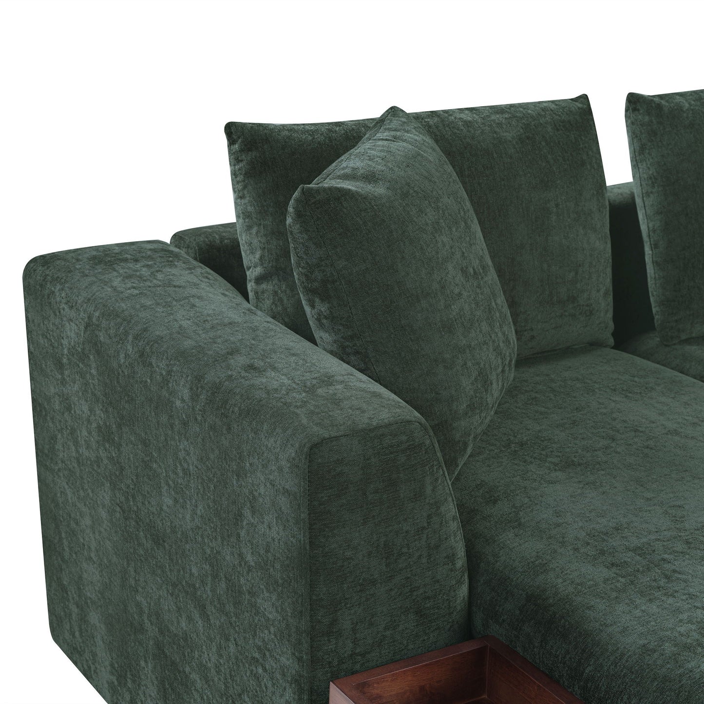 Modern L Shaped Sectional Sofa With Upholstery And Wooden Storage