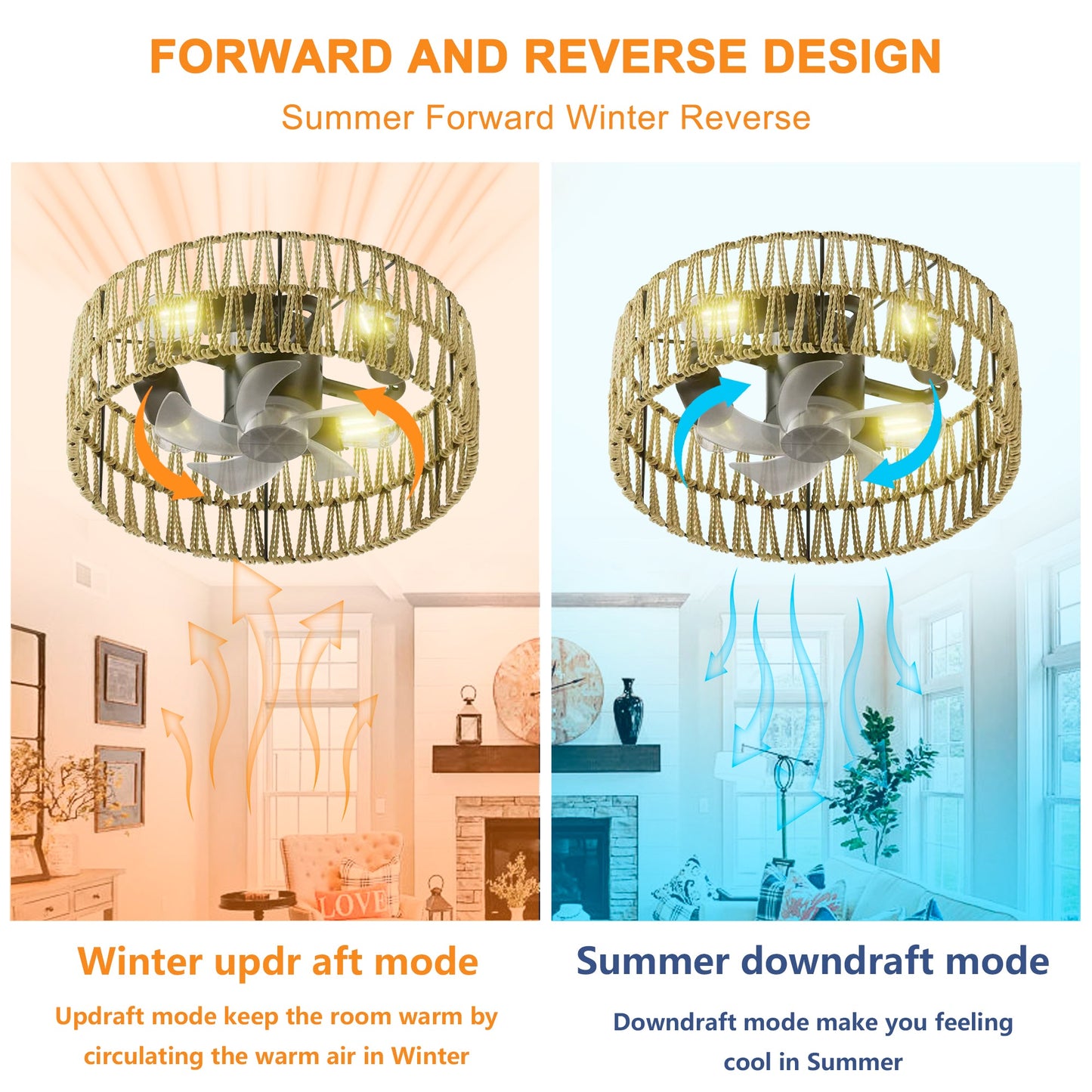 5 PCS Blades Ceiling Fan with Remote Control