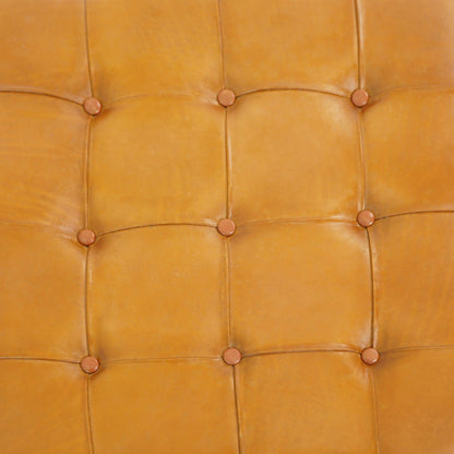 Mark - Tufted Square Genuine Upholstered Ottoman