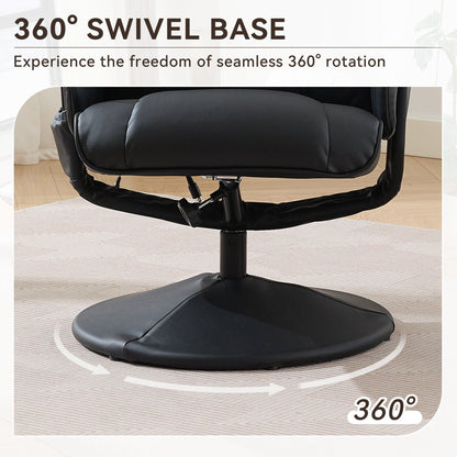 360° Swivel Reclining Chair With Wrapped Base, 5 Point Vibration Massage