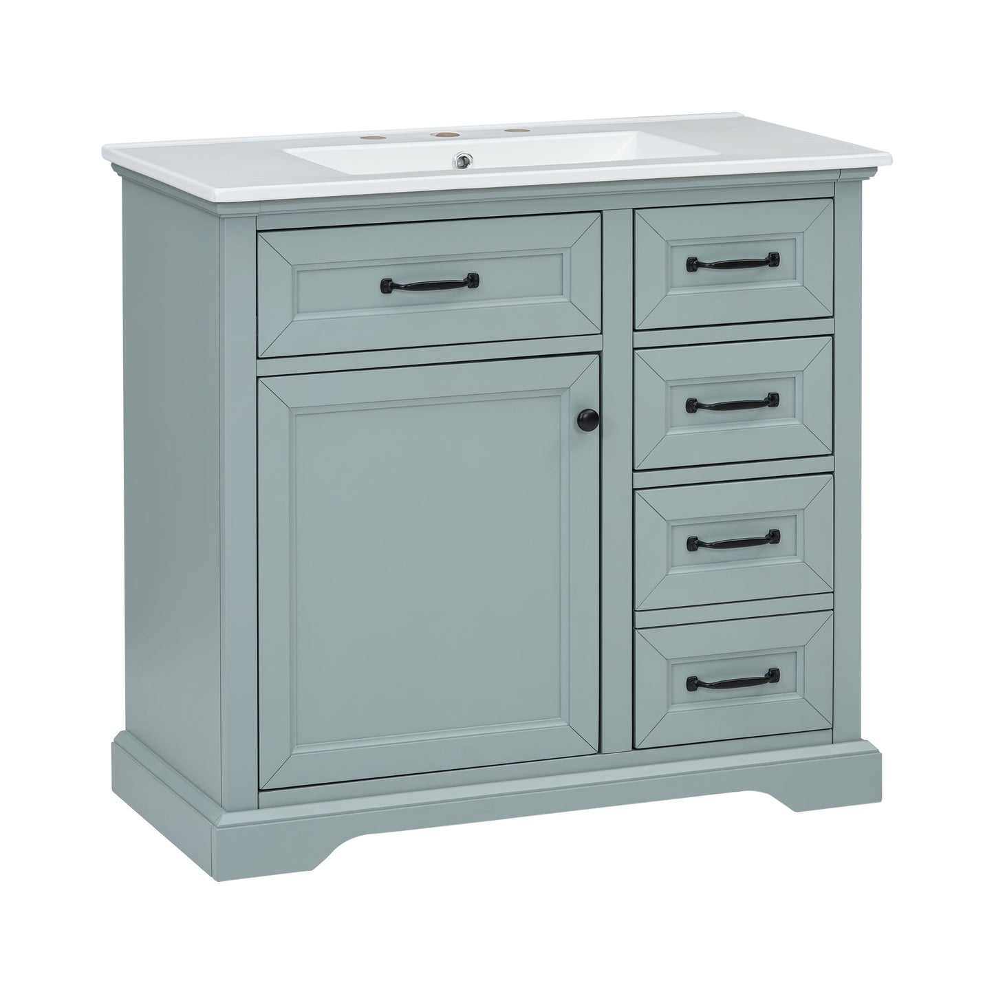 36" Bathroom Vanity with Ceramic Sink and Storage