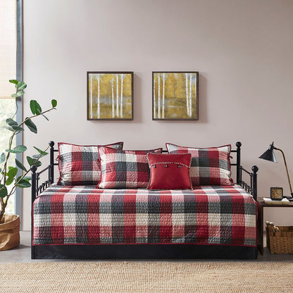 6 Piece Reversible Plaid Daybed Cover Set