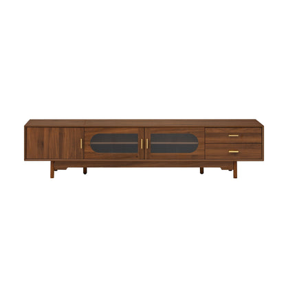 Modern TV Stand With Fluted Glass Doors & 2 Drawers
