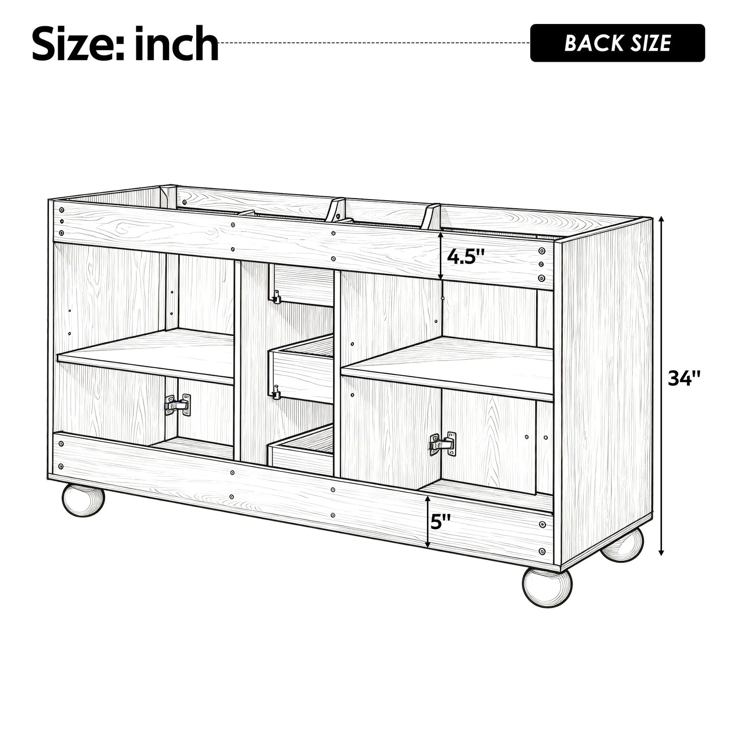 58.3" Bathroom Vanity Cabinet With 3 Drawers & 4 Doors