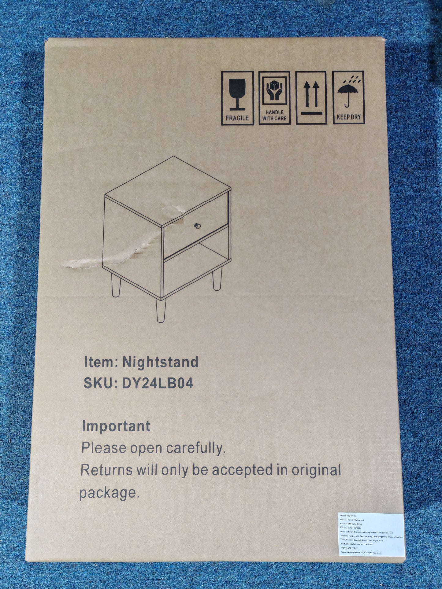 23.22"H Wooden Nightstand with One Drawer and Shelf