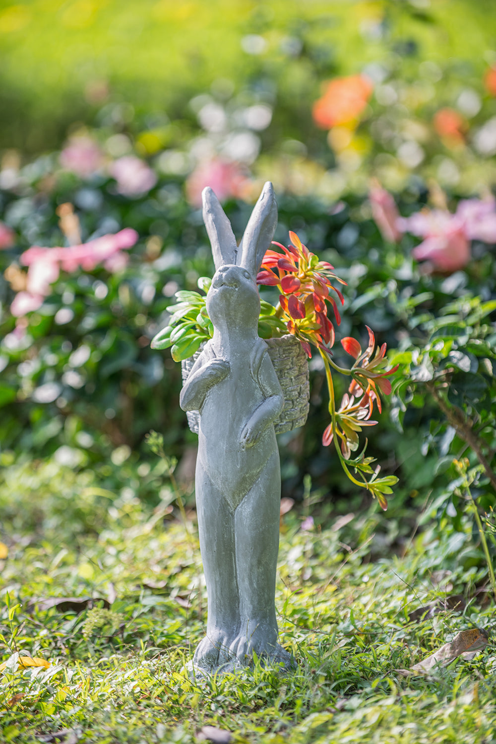 8.5x5.5x19.5" Tall Cement Rabbit Planter