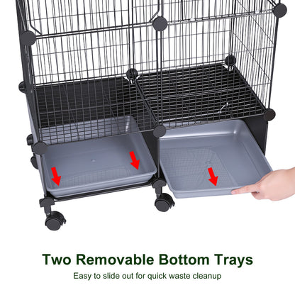 46-Inch Bird Cage with Wooden Perches and Rolling Wheels