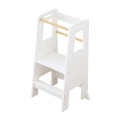 Standing Tower, Child Kitchen Step Stool Toddler, Montessori Stool Adjustable Height - White