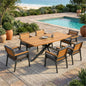 Modern 7-Piece Dining Set with Acacia Wood and Iron Frame