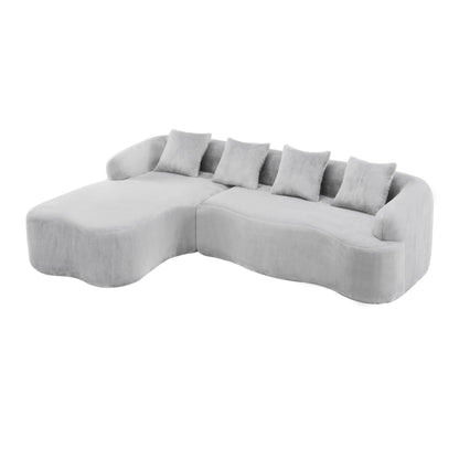 Modular L-Shape Sectional Sofa With Curved Chaise