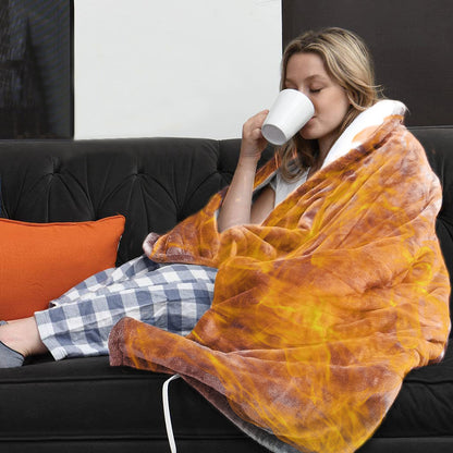 Electric Heated Flannel Throw Blanket 59x50in with 6 Heat Settings