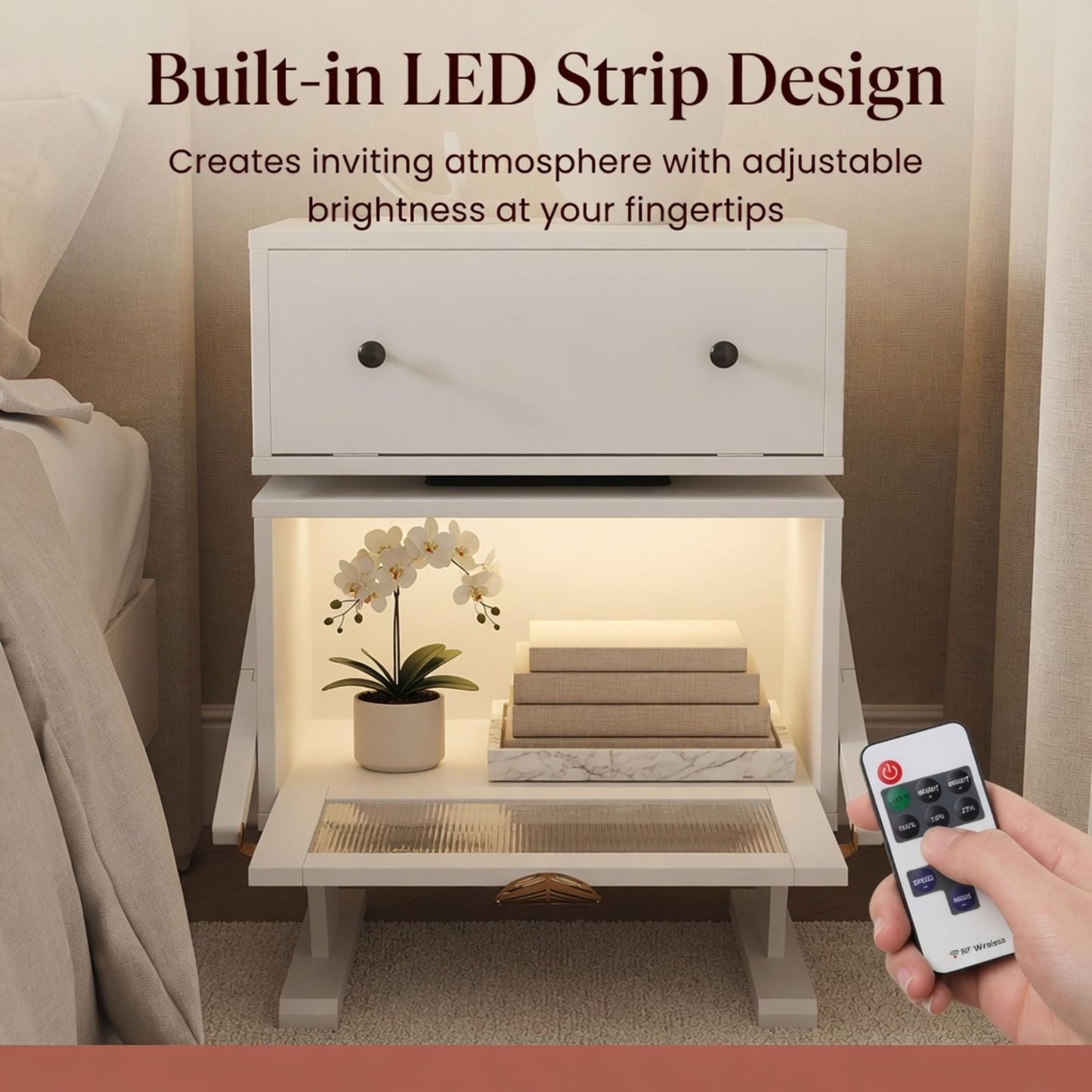 Robot LED Nightstand With 360° Rotating Drawer