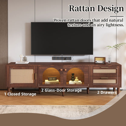 TV Stand With App-Controlled LED Lights, 2 Drawers & Door Storage