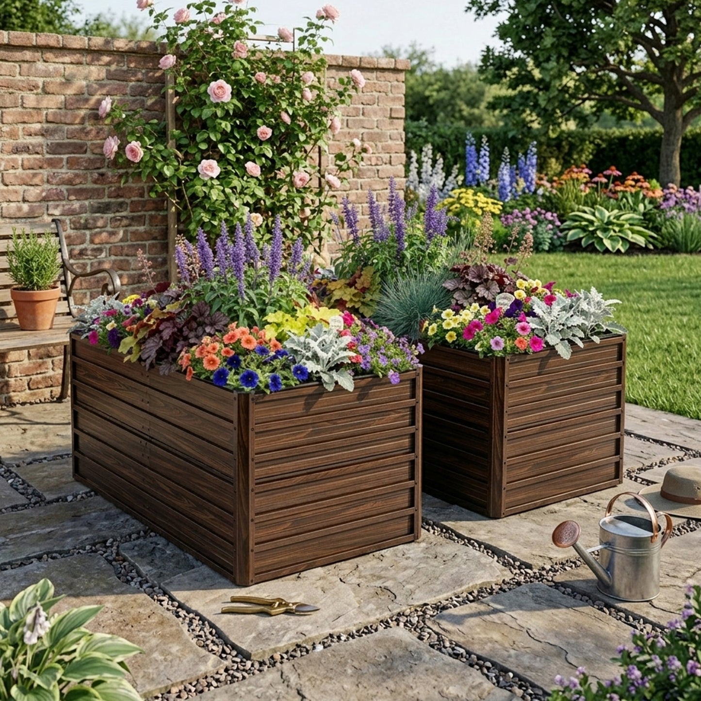 2-Pack 74.6"x35.4"x25" Raised Garden Bed Kit, Metal Elevated Planter Box