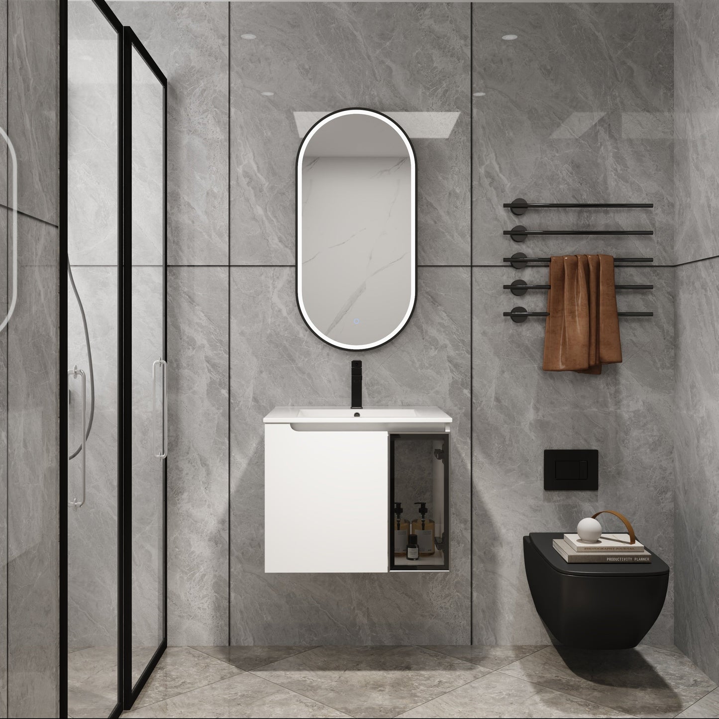 24" Wall-Mounted Bathroom Vanity With Ceramic Sink