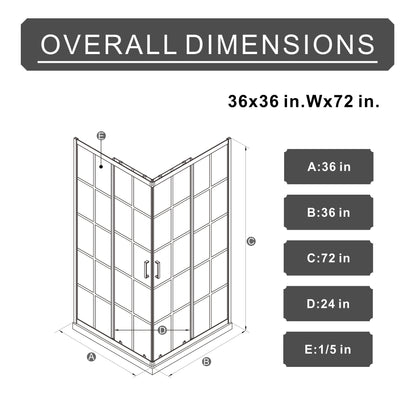 Goodyo Corner Shower Door - 36" D x 36" W x 72" H