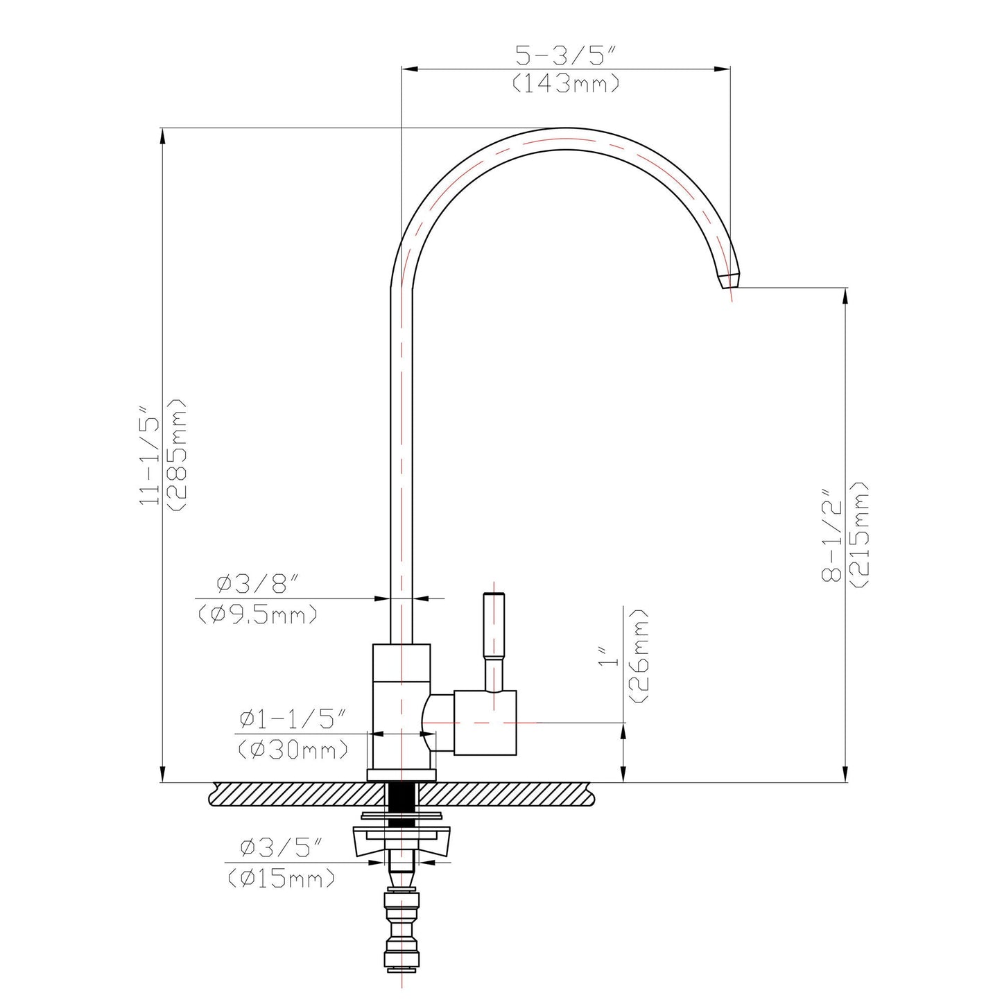 Modern Design, Lead Free Drinking Water Faucet - Brushed Nickel