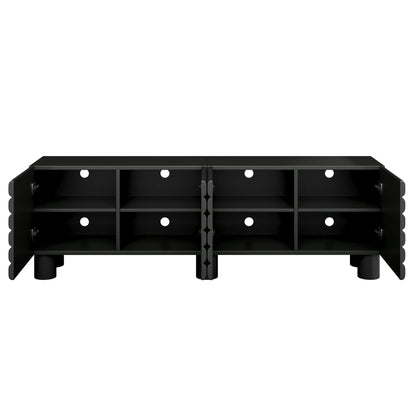 Stylish Thick Wavy Door TV Cabinet with Adjustable Shelves