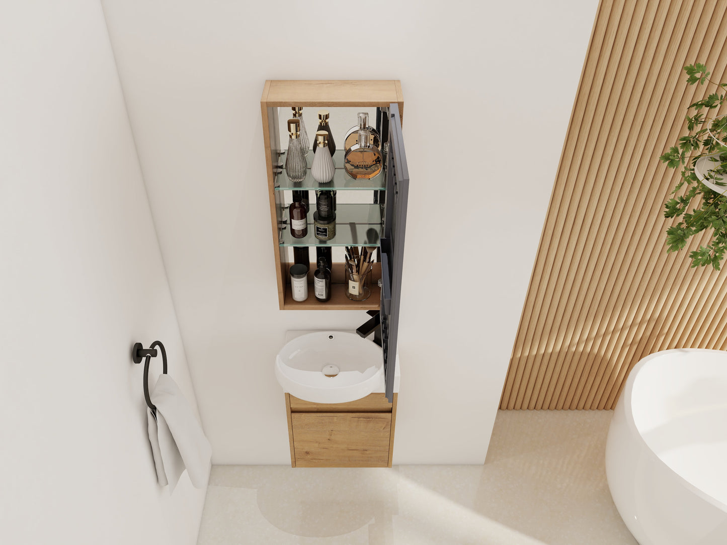 14'' Bathroom Mirror Cabinet with Storage